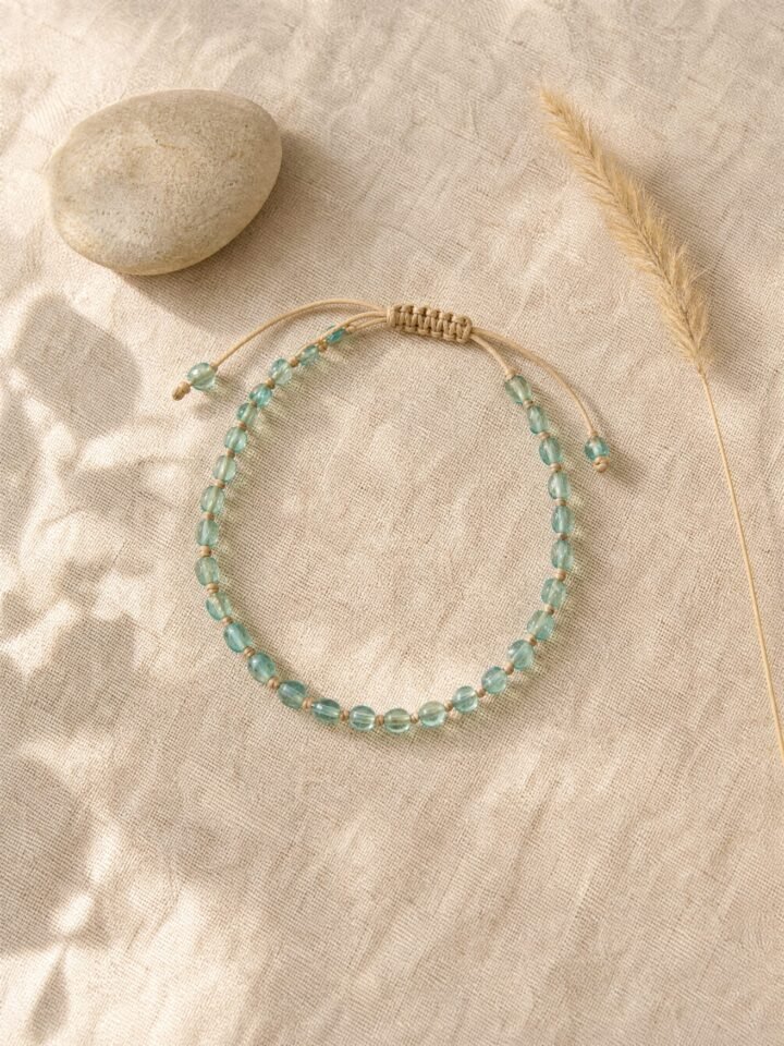 Tidewater Beaded Anklet in teal