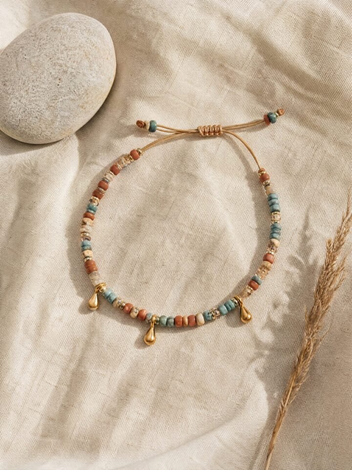 Meadow Bead & Brass Anklet in mixed