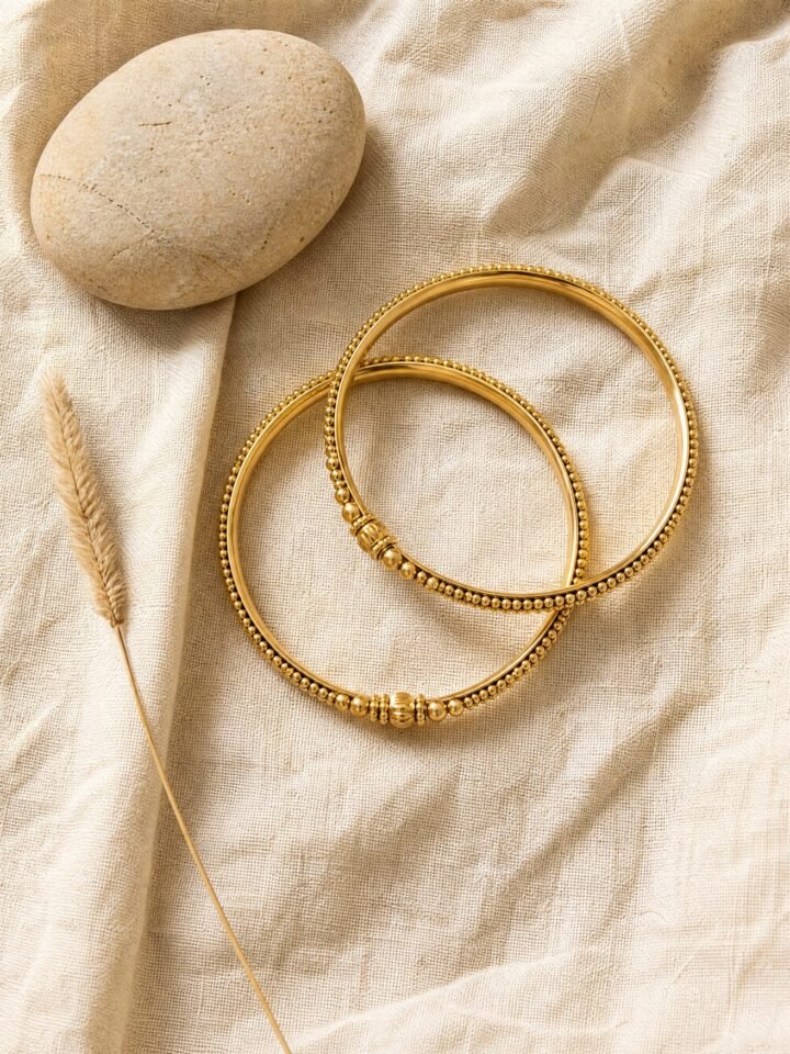 Slim Brass Bangle Pair in gold-tone