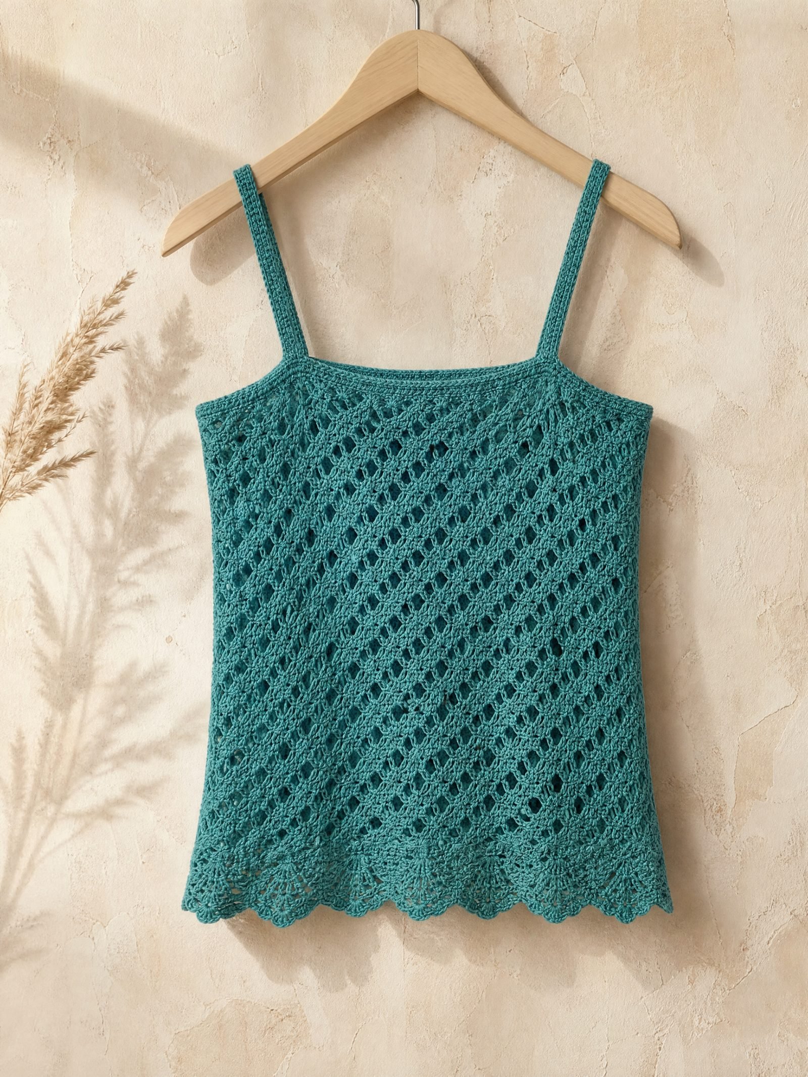 Tidewater Crochet Cami in teal