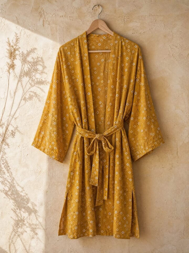 Buttercup Longline Kimono in ochre