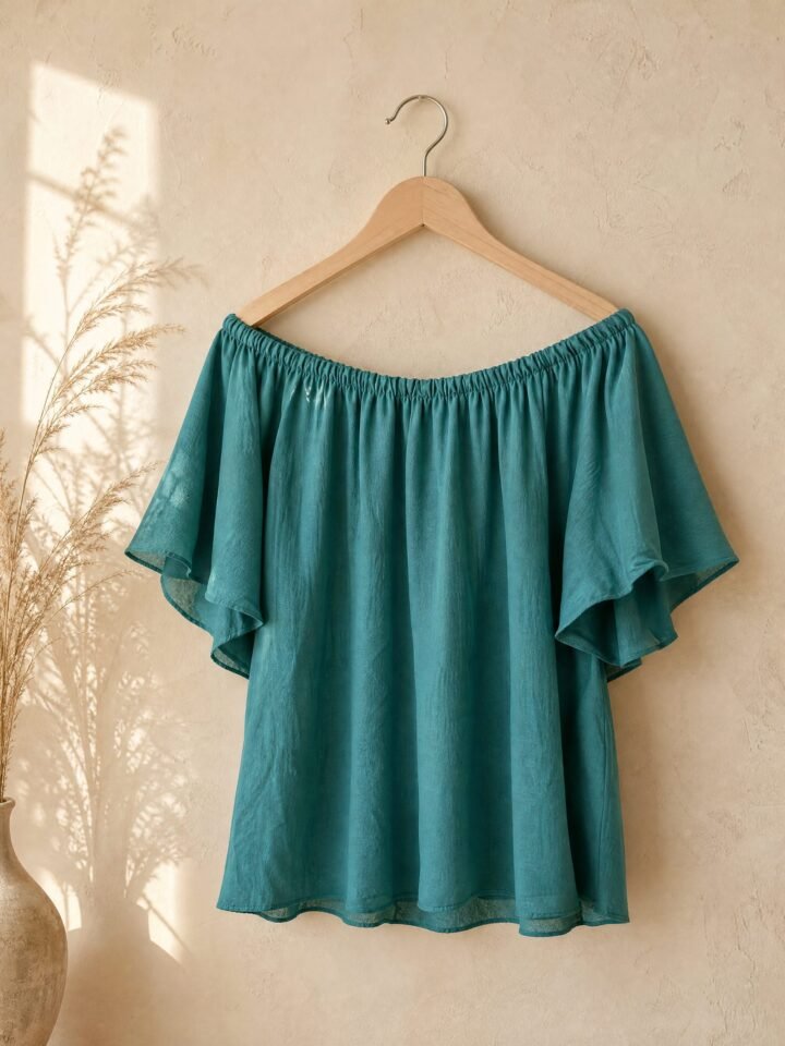 Seafern Off-Shoulder Blouse in teal