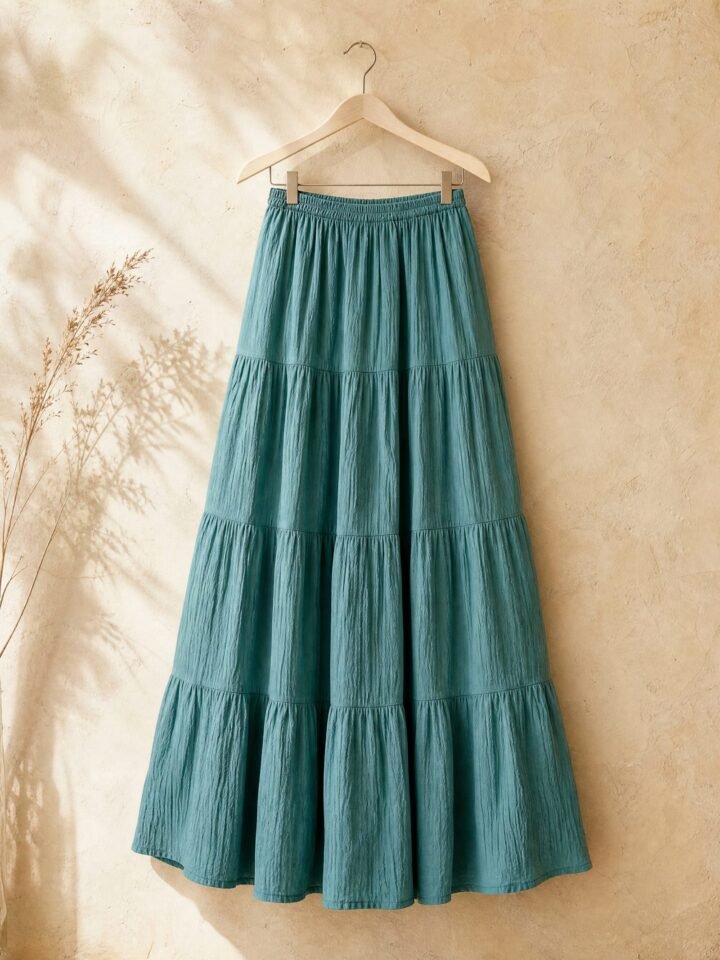 Tidepool Tiered Cotton Maxi in teal