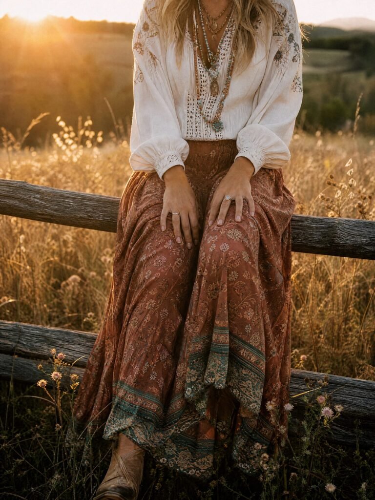 Embroidered blouse on the fence rail